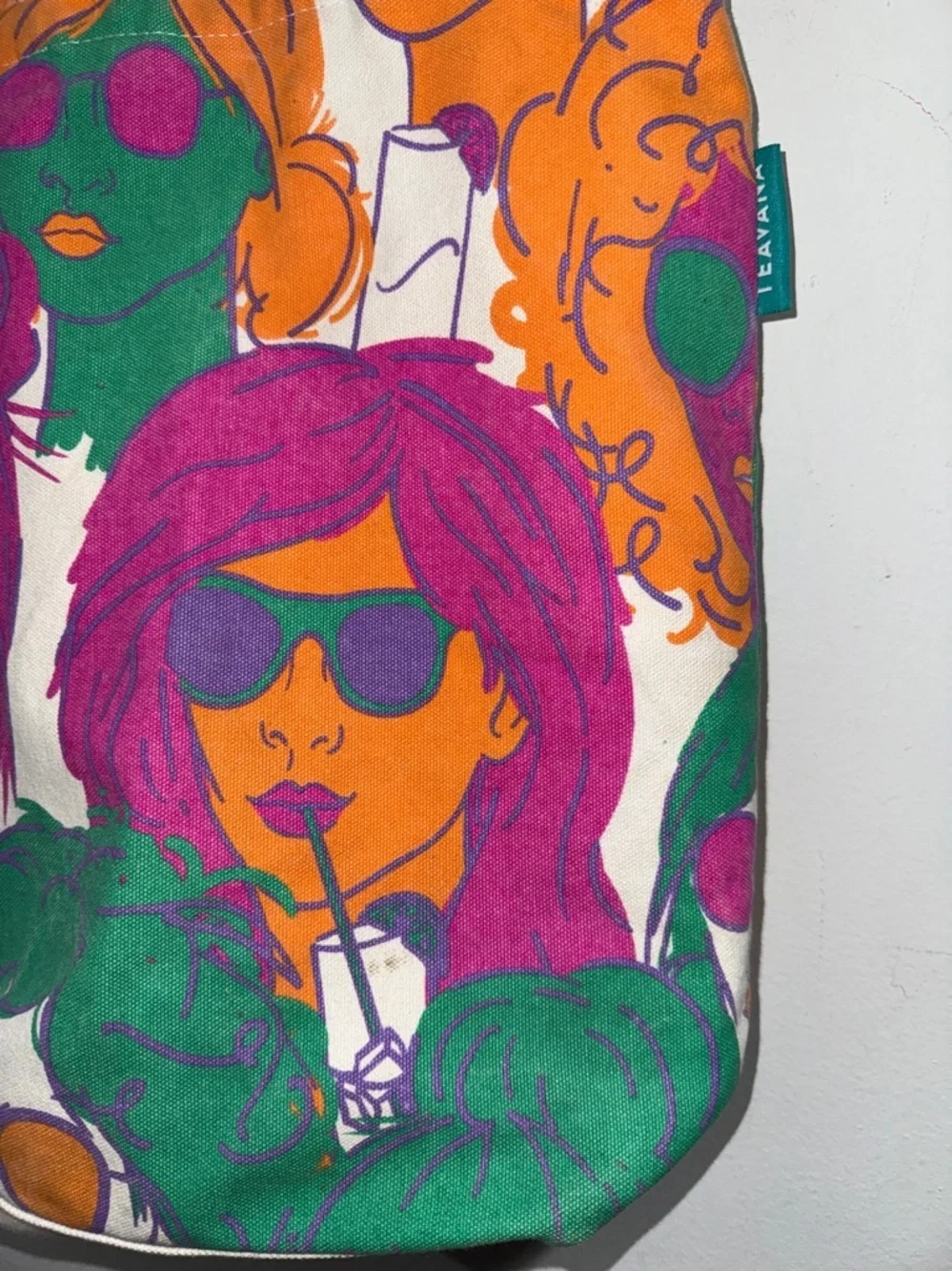 Teavana colorfu Graphic Tote Bag canvas book bag reusable durable